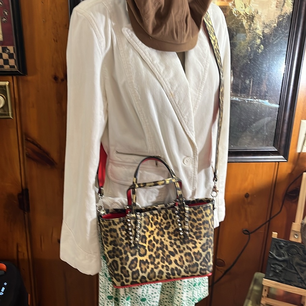 CHRISTIAN LOUBOUTIN Leopard pattern Cabata E / W 2WAY Mini Shoulder Bag Tote Bag